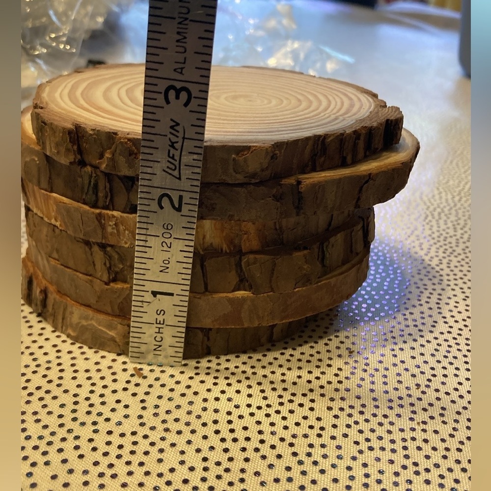 1set/6pcs 10-12cm Round Pine Wood Slices For Diy Crafts - Picture 3 of 16